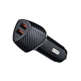 Nabíječka do auta USB QC 3.0 18W + USB QC 3.0 18W černá (Celkem 36W) - FORCELL CARBON