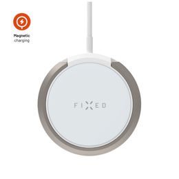 Bezdrátová nabíječka FIXED MagPad s podporou uchycení MagSafe a stojánkem, 15W, bílá