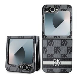 Obal / kryt na Samsung Galaxy Z-Flip6 černý - DKNY Checkered Pattern and Stripe