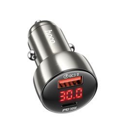 Nabíječka do auta USB-A + USB-C PD QC3.0 3A 48W šedá - HOCO