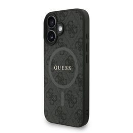 Obal / kryt na Apple iPhone 16 černý - Guess 4G Strap MagSafe