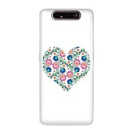 Obal / kryt na Samsung Galaxy A80 bílý - Srdce