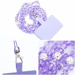Přívěsek na telefon CRYSTAL DIAMOND 74cm - růžové korálky