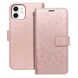 Pouzdro / Obal na Apple iPhone 12 / 12 Pro starorůžová mandala - knížkové Forcell MEZZO