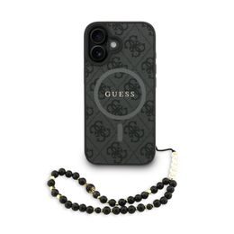 Obal / kryt na Apple iPhone 16 černý - Guess 4G Strap MagSafe