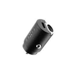 Autonabíječka 2xUSB-C výstupem v miniaturním provedení, podpora PD, 30W, černá - FIXED