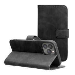Obal / kryt na Apple iPhone 13 Pro Max čierne - kniha Forcell TENDER