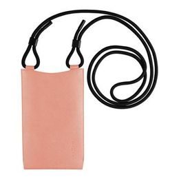 Taštička přes rameno s kapsou FIXED Verona s černou šňůrkou pro mobilní telefony do 7", broskvová