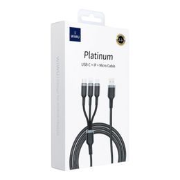 Datový kabel USB-A na Lightning / USB-C / Micro USB (3v1) 3,1A 1,2m černý - WiWU Platinum