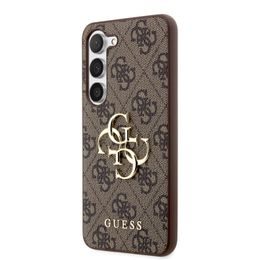Obal / kryt na Samsung Galaxy S23 hnedý - Guess PU 4G Metal Logo