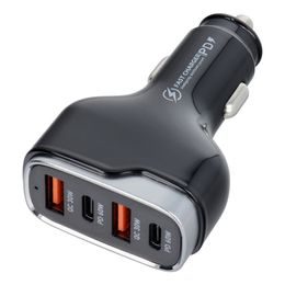 Nabíječka do auta 2x USB-A + 2x USB-C PD QC3.0 6A 120W černá