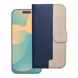 Pouzdro / obal na Apple iPhone 17 Pro modré / krémové - knížkové Split Book