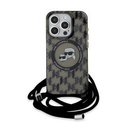 Obal / kryt na Apple iPhone 15 Pro černý MagSafe Karl Lagerfeld IML Monogram Crossbod K&CH Heads