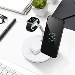 Nabíjecí stanice s bezdrátovám MagSafe nabíjením 3v1 černá - Forcell F-Energy