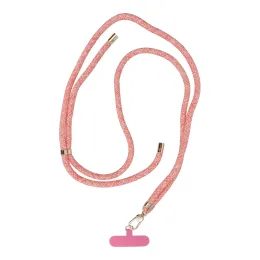 Přívěšek SWING na telefon s nastavitelnou délkou / délka šňůrky 165cm (max 82,5cm ve smyčce) / na rameno nebo krk - růžovobílý