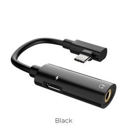 Adaptér AUX 2in1 Type C to Jack 3,5 mm / Type C LS19 černý - HOCO