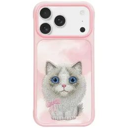 Obal / kryt na Apple iPhone 17 Pro růžový s kočičkou - NIMMY