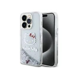 Obal / kryt na Apple iPhone 13 Pro transparentní - Hello Kitty Liquid Glitter Electroplating Head Logo