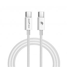 Nabíjecí / datový kabel USB-C USB-C opletený 1m 60W bílý - RhinoTech