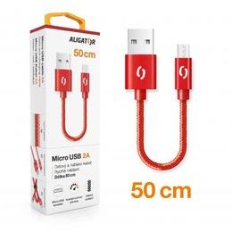 Dátový kábel USB / Micro USB 0,5 m červený nylon - Aligator