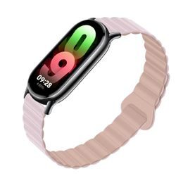 Řemínek na Xiaomi Mi Band 8 růžovo - šedý vroubkovaný FORCELL