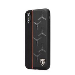 Obal / kryt na Apple iPhone XS Max černý - Original Leather Case Lamborghini AVENTADOR