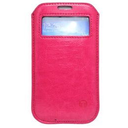 Pouzdro / obal na Samsung Galaxy S5 růžová - zasouvací s okénkem