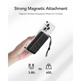 Powerbanka 10 000 mAh s bezdrátovým nabíjením MagSafe PD QC3.0 2A 20W černá - VEGER
