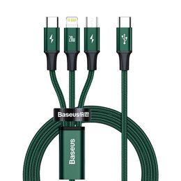 Datový / nabíjecí kabel USB-C 3v1 Micro USB / Lightning / Type C PD 20W 1,5m zelený - Baseus