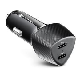 Nabíječka do auta Typ C 3.0 PD20W + Typ C 3.0 PD20W černá (Celkem 40W) - FORCELL CARBON 2 x USB-C