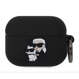 Obal na sluchátka Apple Airpods Pro černý - Karl Lagerfeld a Choupette 3D NFT Logo