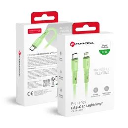 Nabíjecí / datový kabel USB-C - Lightning 1m zelený - Forcell F-Energy PD 3A 27W Silicone C346