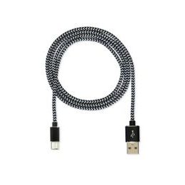 Datový kabel USB / USB-C 1m černý - CUBE 1 nylon