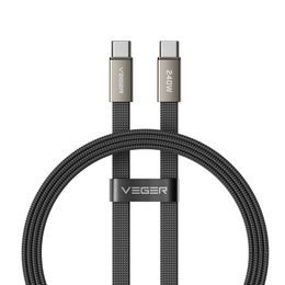 Plochý kabel USB-C na USB-C VEGER PD 5 A 240 W CC2-MTB 1,5 m černý