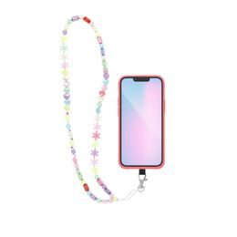 Přívěšek k telefonu na krk s nastavitelnou délkou 165 cm šedo-zeleno-růžový - SWING