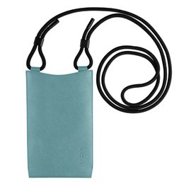 Taštička přes rameno s kapsou FIXED Verona s černou šňůrkou pro mobilní telefony do 7", světle tyrkysová