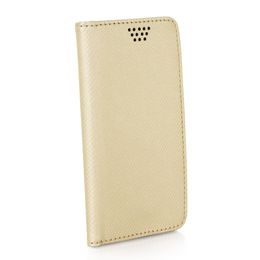 Pouzdro / obal univerzální 5,0 5,5 " zlaté - knížkové Leather Smart