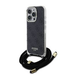 Obal / kryt na Apple iPhone 16 Pro Max černý s popruhem - Guess