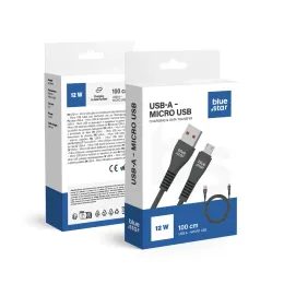 Nabíjecí kabel USB A / Micro USB 2A 12W černý 1m - Bluestar