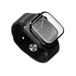 Tvrzené / ochranné sklo Apple Watch SE 44MM černé (Strong HD) - 5D Mr. Monkey plné lepení