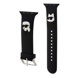 Řemínek pro Apple Watch 42/44mm černý - Karl Lagerfeld Karl and Choupette Head NFT