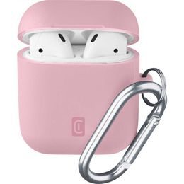 Ochranný kryt s karabinou cellularline bounce pro Apple Airpods 1,2 - růžový
