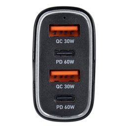 Nabíječka do auta 2x USB-A + 2x USB-C PD QC3.0 6A 120W černá