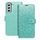 Puzdro / obal na Samsung Galaxy S21 FE zelený - kniha Forcell MEZZO