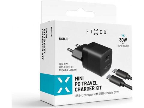 Síťová nabíječka USB - C výstup max 30W - černá