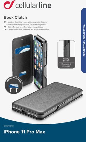 tok / borító az Apple iPhone 11 Pro Max készülékhez fekete - Cellularline Book Clutch