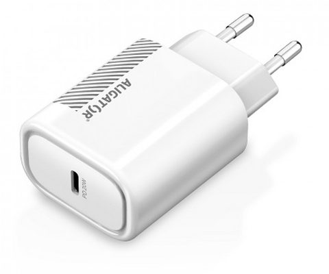 Síťová nabíječka 20W, USB-C, bílá, USB-C/USB-C kabel Aligator