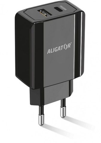 Aligator POWER DELIVERY 20W, USB + USB-C, čierna