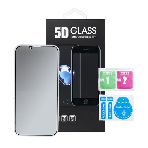 Tvrdené / ochranné sklo Apple iPhone 12 Pro Max čierne (ochrana osobných údajov) - 5D full adhesive