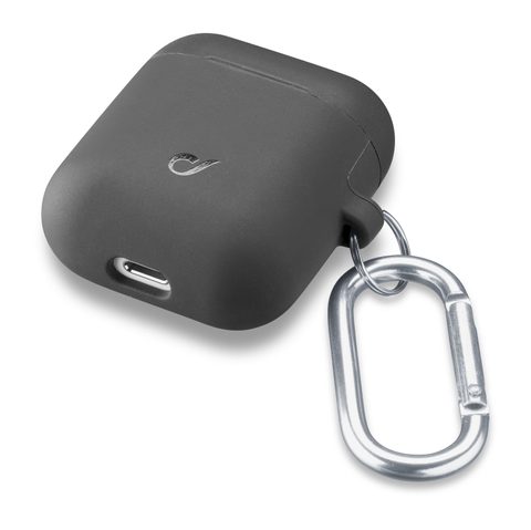 Ochranný kryt s karabínou Cellularline Bounce pre Apple AirPods 1 a 2 - čierny